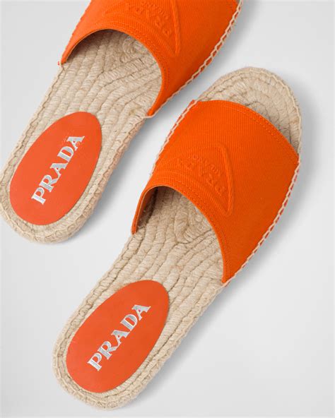 prada slides orange|Orange Fabric espadrille slides .